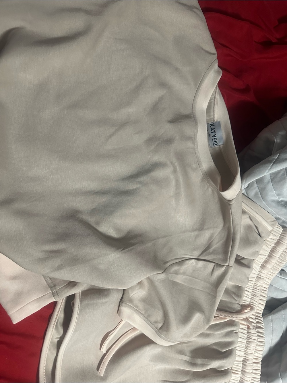 Katydid Cream Ribbed Lounge Top and Drawstring Shorts Set